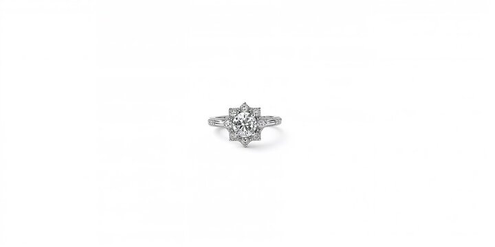 Vintage silver ring on a white background used for jewelry display and product photography