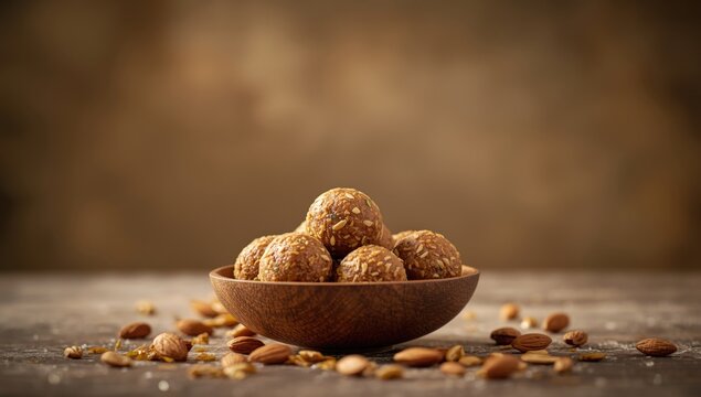 Gond dryfruit and nuts laddu, high-calorie protein-rich treat for muscle development, nutrition