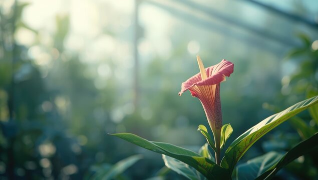 Pink and green gloxinia blossom, ideal for floral arrangements and nature-themed layouts, World Environment Day