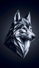 A polygonal wolf artwork, Ai generated image
