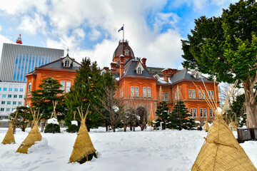 View of the Former Hokkaido Government Office during winter in Sapporo, Hokkaido, Japan