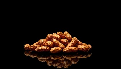 Close-up of peanuts with textured dark backdrop for food styling or branding