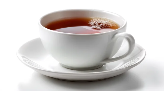 White Tea Cup on White Background in Three Quarter View