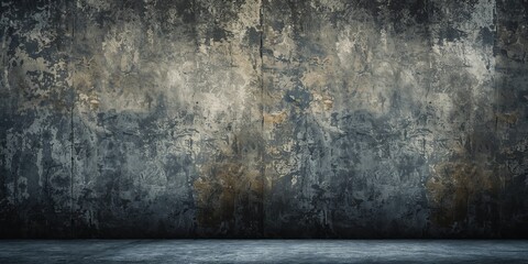 Concrete wall with peeling paint texture serving as a backdrop for street art or graffiti, urban decay focus