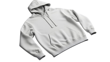 Blank white hoodie sweatshirt mockup flat lay on white background