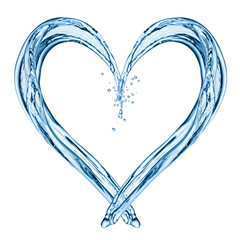 Glowing blue heart isolated on transparent background