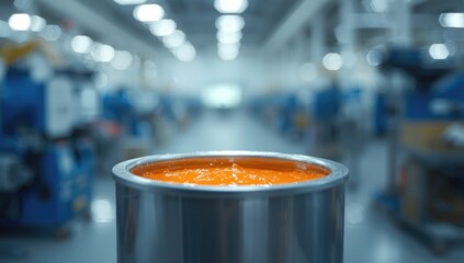 Industrial boiler containing thick orange glue, highlighting equipment operation and potential hazards