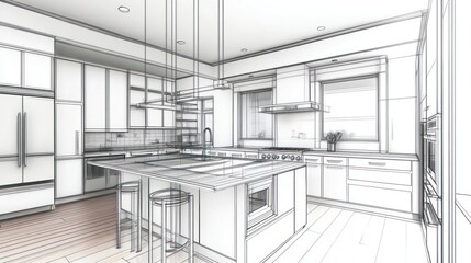 Kitchen in newly built home with modern layout