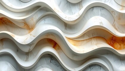 Seamless 3D abstract wallpaper with flowing curved layers and soft warm highlights, creating depth and elegance. Ideal for modern interiors, luxury branding, architectural design, backgrounds