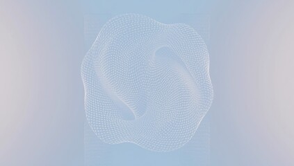 3D wireframe mesh with flowing wave patterns on a blue backdrop, designed for technological or digital interface use