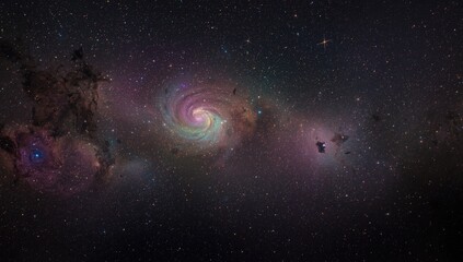 Starry nebulae and vast universe backdrop serving as a digital layout for astronomy presentations