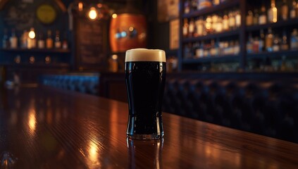A black velvet cocktail on the bar surface, highlighting beverage presentation for bar service