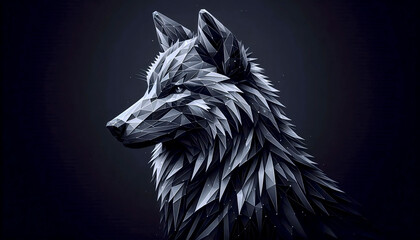 A polygonal wolf artwork, Ai generated image
