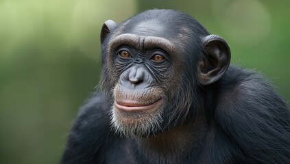 Adult chimpanzee's face in close-up, emphasizing curiosity and facial textures, World Wildlife Day