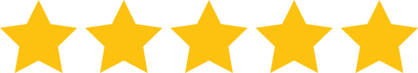 Five Star Rating Icon Set Gold Stars Illustration