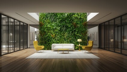 Contemporary office interior featuring ergonomic furniture and bright lighting, focusing on workspace efficiency