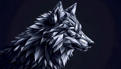 A polygonal wolf artwork, Ai generated image