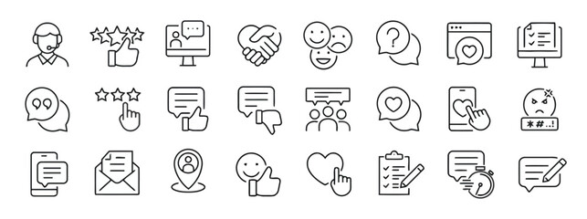 Customer Feedback Icon Set in Vector Style Showing Experience Satisfaction and Review Isolated on White Background First Word Capitalized