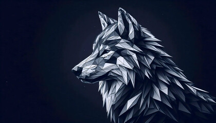 A polygonal wolf artwork, Ai generated image