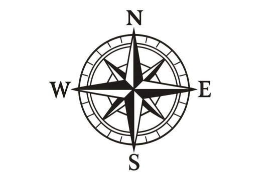Navigating with compass rose symbol providing direction on transparent background