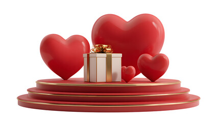 Valentine's Day Gift Presentation 3d rendered, isolated on transparent background