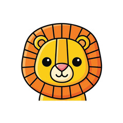 Cartoon Lion Face with Orange Mane. © Sa Creative