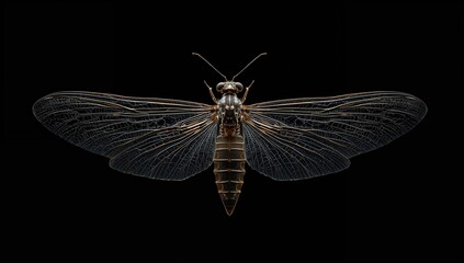 Single insect wings on dark background, used for entomological studies or educational materials