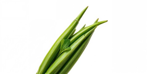 Obraz premium Fresh green ladies finger with natural texture, ideal for healthy eating content