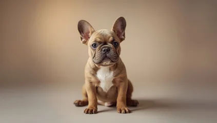 Keuken achterwand Franse bulldog Small French bulldog puppy lying on grass, highlighting outdoor pet comfort and natural setting  © TheWaterMeloonProjec