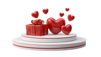 Valentine's Day Gift Presentation 3d rendered, isolated on transparent background
