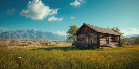 Grafton Utah rustic cabin surrounded by mountains, focusing on natural landscape and architecture