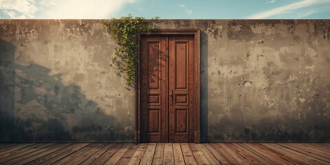 Vintage wooden door with aged patina, used as a historical architecture element, Heritage Preservation Day