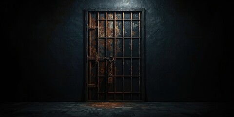 Metal barred door locked with chain and padlock, highlighting security features for restricted entry