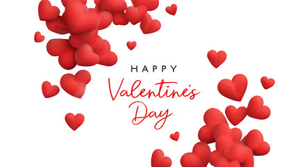 Valentine's Day Hearts 3d rendered, isolated on transparent background