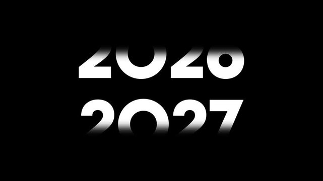 Animation of years counter spinning from 2015 to 2027. Smooth transition, white numbers on black background. 4K Resolution and 30 FPS