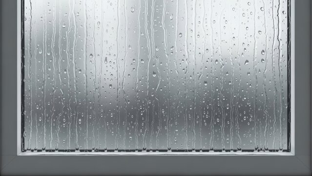 Raindrops on a Window Pane with Blurred Outdoor Scenery.