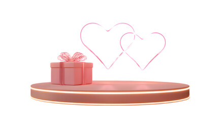 Romantic Gift Presentation 3d rendered, isolated on transparent background