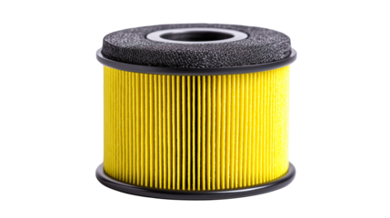 Industrial Air Filter Cartridge Isolated on Transparent Background for HVAC, Vacuum Cleaner and Engine Filtration Systems