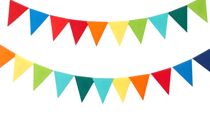 Obraz premium Colorful triangular pennant banners isolated on transparent background