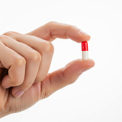 Close-up of Hand Holding Red and White Medicine Capsule