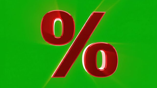 Red Percentage Sign 3D Render Business Sale Icon Marketing Graphic