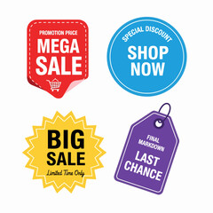 Sale labels for web sales offer. Discount price tags