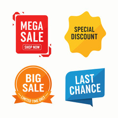 Realistic colourful sale labels, discount price tags mockups. Paper gift label with rope, promotional sales hanging tag vector template set