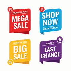 Set of Sale badges. Template banner shopping badges. Simple flat style vintage labels, stickers with sale discount text