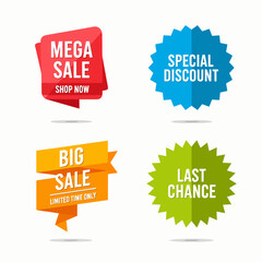 Mega sale, Discount and price sale tag price tag label, banner vector