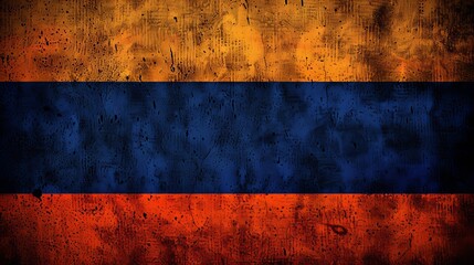 The flag of Armenia displayed with a distressed texture and vibrant colors