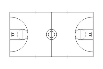Basketball court layout diagram vector illustration.