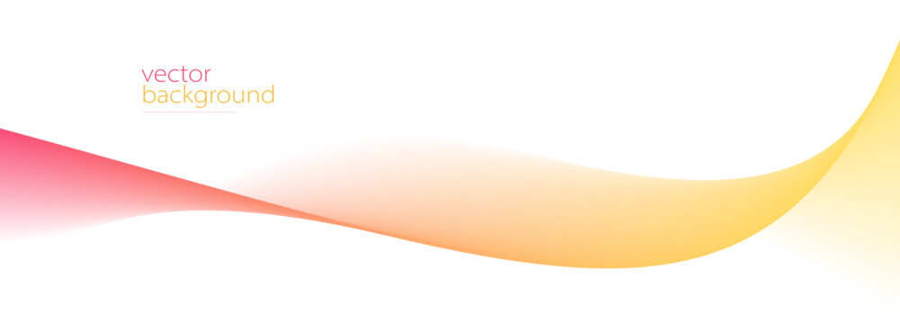 Curve shape flow vector abstract background in red and yellow gradient, motion art,