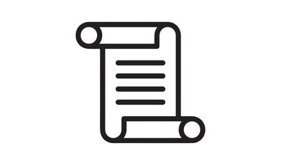 Antique scroll paper document outline icon representing history or law certificate