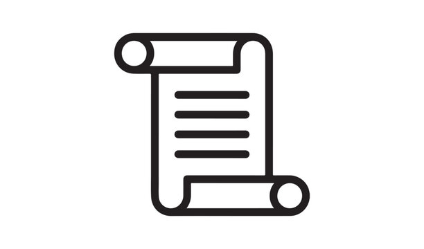 Antique scroll paper document outline icon representing history or law certificate